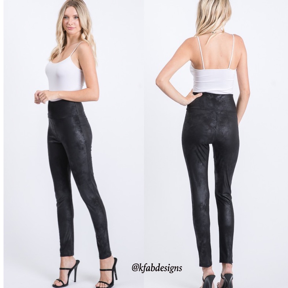 ❤️LAST 2! Textured, Stretchy High Waist Faux Leather Leggings - Picture 6 of 11